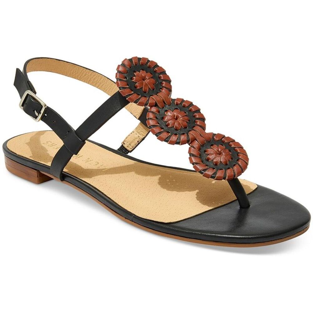Jack Rogers Black Sandal with Brown Braided Medallions